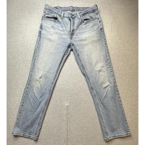 Levis 541 Jeans Mens 34x32 (33x29) Light Wash Blue Athletic Fit Denim Distressed - Picture 2 of 16